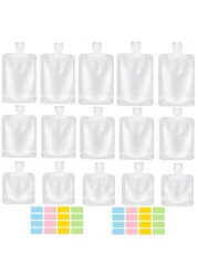 SEQUHITKU 17 Pack Travel Pouches for Toiletries,TSA Approved,Travel Size Portable Containers,Stand Up Pouch,Refillable Travel Accessories for Shampoo Conditioner Lotion Soap Liquids (B-17pcs)