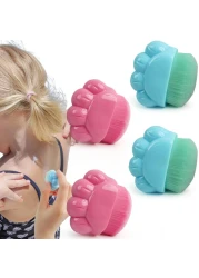 4Pcs Sunscreen Applicator for Kids, Sunblock Buddy Brush Applicator with Protective Case, Sun Lotion Applicator Sun Cream Brush Set for Outdoor Travel(Blue+Rose)