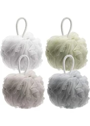 Marrkhor 4 Pcs Shower Bath Sponge Shower Loofahs Balls Multicolou