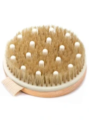 Dry Brushing Body Brush for Lymphatic Drainage Cellulite Round Dry Brush for Body Natural Bristle Body Brush for Showering Skin Brush for Dry Brushing Bath and Exfoliating