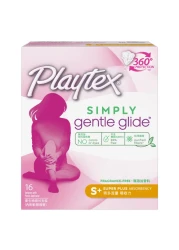 Playtex Simply Gentle Glide Fragrance-Free Super Plus Tampons With Applicator White 16 Tampons