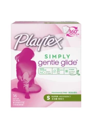 Playtex Simply Gentle Glide Fragrance-Free Super Tampons With Applicator White 16 Tampons