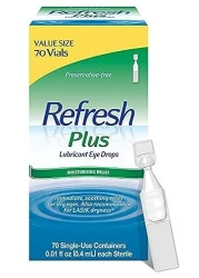 Refresh Plus Lubricant Eye Drops Preservative-Free Tears, 0.01 fl oz (0.4 mL), 70 Single-Use Containers