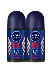 NIVEA MEN Antiperspirant Roll-on for Men Dry Impact 50ml Pack of 2