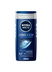 NIVEA MEN 3in1 Shower Gel Body Wash Cool Kick 24h Fresh Effect Masculine Scent 250ml