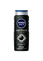 NIVEA MEN 3in1 Shower Gel Body Wash Active Clean Charcoal Woody Scent 500ml