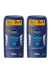 NIVEA MEN Antiperspirant for Men Fresh Active Stick 50ml Pack of 2