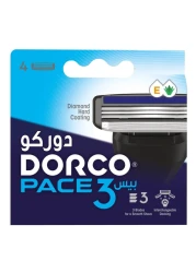 Dorco Pace 3 Diamond Hard Coating Cartridges for Men Pack of 3