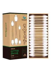Baby Cotton Swabs - 108 Count - FSC Certified and PETA Approved, Bamboo Handle Cotton Tips, 100% Biodegradable, Gentle, Eco Friendly, Double Tips, Plastic Free Safety Baby Cotton Buds by Isshah