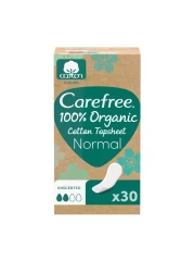 Carefree 100% Organic Cotton Liners Dermatologically Tested Fragrance Free Normal Size 30 Liners
