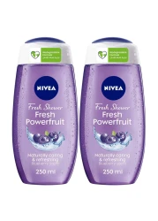 NIVEA Shower Gel Body Wash Fresh Powerfruit Antioxidants Blueberry Scent 250ml Pack of 2