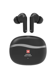 Swiss Military Victor 4 Truly Wireless Active Noise and Environmental Noise Cancellation Bluetooth In-Ear Earbuds Black