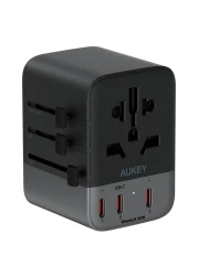 Aukey Travel Mate GaN Universal Adapter With USB And PD Ports Black 35W 2A