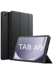 Case For Samsung Galaxy Tab A9 8.7 Inch, Slim Translucent Back Tri-Fold Stand Protective Tablet Cover, Support S Pen Charging, Auto Wake/Sleep (Black)