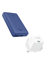 Anker Power Bank Blue 10000mAh And Wall Adapter White 20W