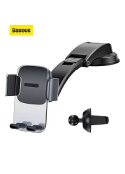 Baseus 2-in-1 Easy Control Clamp Car Phone Holder Dashboard/Air Vent 360 Degrees Rotatable Car Phone Stand Car Mobile Stand Compatible with iPhone 13 Pro/Pro Max/Mini, Galaxy, and all 4.7-6.7'' Black