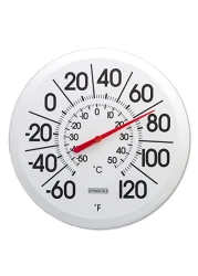 Springfield Indoor Outdoor Big and Bold Thermometer with Mounting Bracket, Easy to Read Numbers for Patio, Pool, and Indoor Areas, 13.25-Inch, White