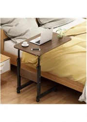 Snack Side Table, Mobile End Table Height Adjustable Bedside Table Laptop Rolling Cart C Shaped TV Tray with Storage Shelves for Sofa Couch