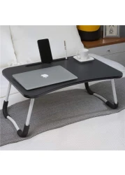 Doreen laptop deskFolding Bed Table Laptop Desk with iPad and Cup Holder Adjustable Lap Tray Notebook Stand foldable watch moveiies -Black