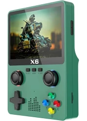 X6 Handheld Game Console, Retro Game Console Built-in 32GB 10000+ Classic Games, 3.5-inch OCA IPS Screen, Dual 3D Joystick, 11 Emulators, Handheld Gaming Console Support TV Output,Green