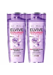 L'Oreal Paris Elvive 72H Hyaluron Moisture Filling Shampoo White 400ml Pack of 2