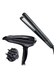 Remington Hair Straightener S3700 With Hair Dryer D5215 And Diffuser Black