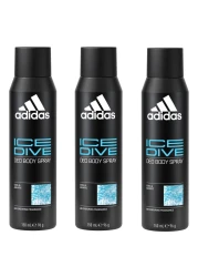 Adidas Ice Dive Deodorant Body Spray for Men Cool and Aquatic 150ml Pack of 3