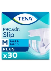 Tena Proskin Slip Plus Adult Diaper Unisex, Medium 30 Diapers