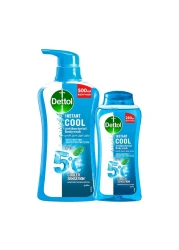 ديتول كول غسول جسم مضاد للبكتيريا بالنعناع والبرغموت -أزرق 500 ملل + 250 ملل.