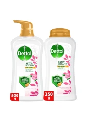 Dettol Activ-Botany Antibacterial Showergel and Bodywash Rosewater and Hibiscus 500ml+250ml