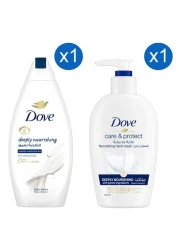 Dove Deeply Nourishing Body Wash with Care &amp; Protect Deeply Nourishing Hand Wash 750ml+250ml