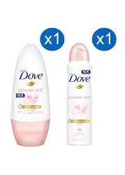 Dove Powder Soft Moisturising Cream Anti-Perspirant Deodorant Spray and Powder Soft Moisturising Cream Anti-Perspirant Deodorant Roll-on 150ml+50ml