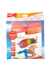 Deli ColoRun Coloured Pencil 24 PCS with Colouring Book and Sharpener