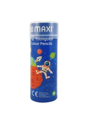 Maxi Triangular Colour Pencils Round Tin 12 PCS