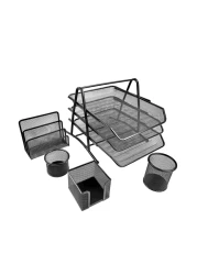 Maxi Mesh Executive Desk Organizer Set Black 5 PCS
