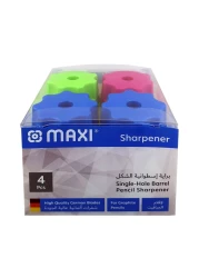 Maxi Barrel Single Hole Metal Sharpener Multicolour 4 PCS