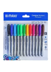 Maxi Creative Bullet Tip Permanent Markers MX-40-12A Multicolour 12 PCS