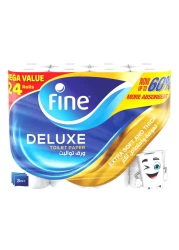 Fine Deluxe Toilet Paper Tissue Roll 140 Sheets X 3 Ply 24 Rolls