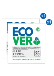 Ecover Zero Percentage All-in-One Dishwasher Tablets 25 Tablets, Pack of 2