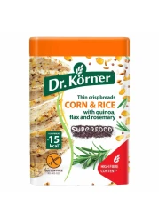 Dr. Korner Corn and Rice Thin Crispbreads with Quinoa Flax and Rosemary Superfood 100g