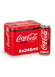 Coca-Cola Zero Calories Carbonated Soft Drink 245ml Pack of 6