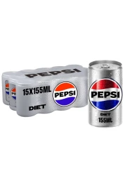 Pepsi Diet Cola Beverage Cans 155ml Pack of 15