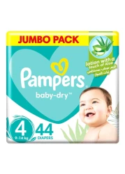 Pampers Baby-Dry Diapers with Aloe Vera Lotion and Size 4 (9-14kg) 44 Diapers