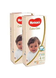 Huggies Extra Care Baby Diapers, Size 4, 8-14Kg, 40 Diapers Pack of 2