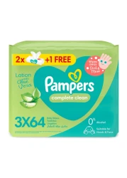 Pampers Complete Clean Baby Wipes With Aloe Vera Lotion 2+1 Packs 192 Wipes