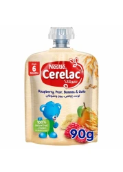 Nestle Cerelac Fruits Puree Pouch, Raspberry, Pear, Banana and Oats, from 6 Months, 90g