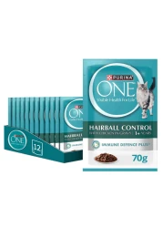 Purina One Hairball Control with Chicken in Gravy Cat Wet Food, 1 Years and above, 70g Pack of 12