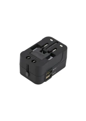 Generic-Universal Worldwide All in One Phone Charger Travel Wall AC Power Plug Adapter with Dual USB Charging Ports for USA EU UK AU