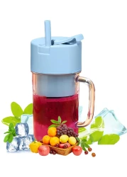 FITTO Portable Blender, Mini Juicer for Smoothies &amp; Shakes, Leakproof Design, Rechargeable with 10-Blade System, 340ml Portable Smoothie Blender, Perfect for Travel, Gym, Home Use