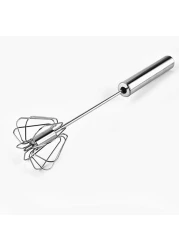 FITTO Stainless Steel Egg Whisk - 12-inch Hand Push Rotary Whisk Blender, Versatile Milk Frother, Efficient Hand Mixer Stirrer for Blending, Whisking, Beating, and Stirring
